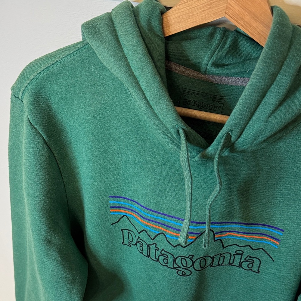 Patagonia Men’s P-6 Logo Uprisal Hoody Fleece Lined Green Long Sleeve Size M - Picture 4 of 7